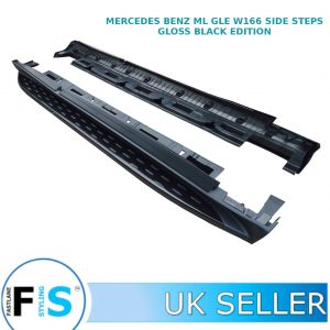 MERCEDES ML GLE W166 SIDE STEPS RUNNING BOARDS GLOSS BLACK