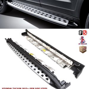 SIDE STEPS RUNNING BOARDS NEW STYLE SILVER WITH BLACK FOR HYUNDAI TUCSON 2015+