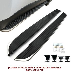 SIDE STEPS RUNNING BOARDS ALUMINIUM SILVER FOR JAGUAR F-PACE & RANGE ROVER VELAR