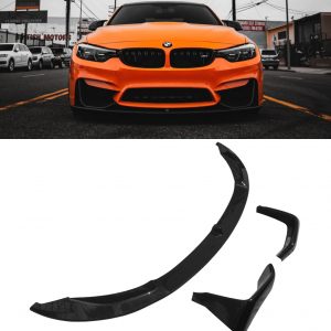 FRONT LIP SPLITTER 3PC M PERFORMANCE STYLE GLOSS BLACK FOR BMW M3 F80 M4 F82 F83