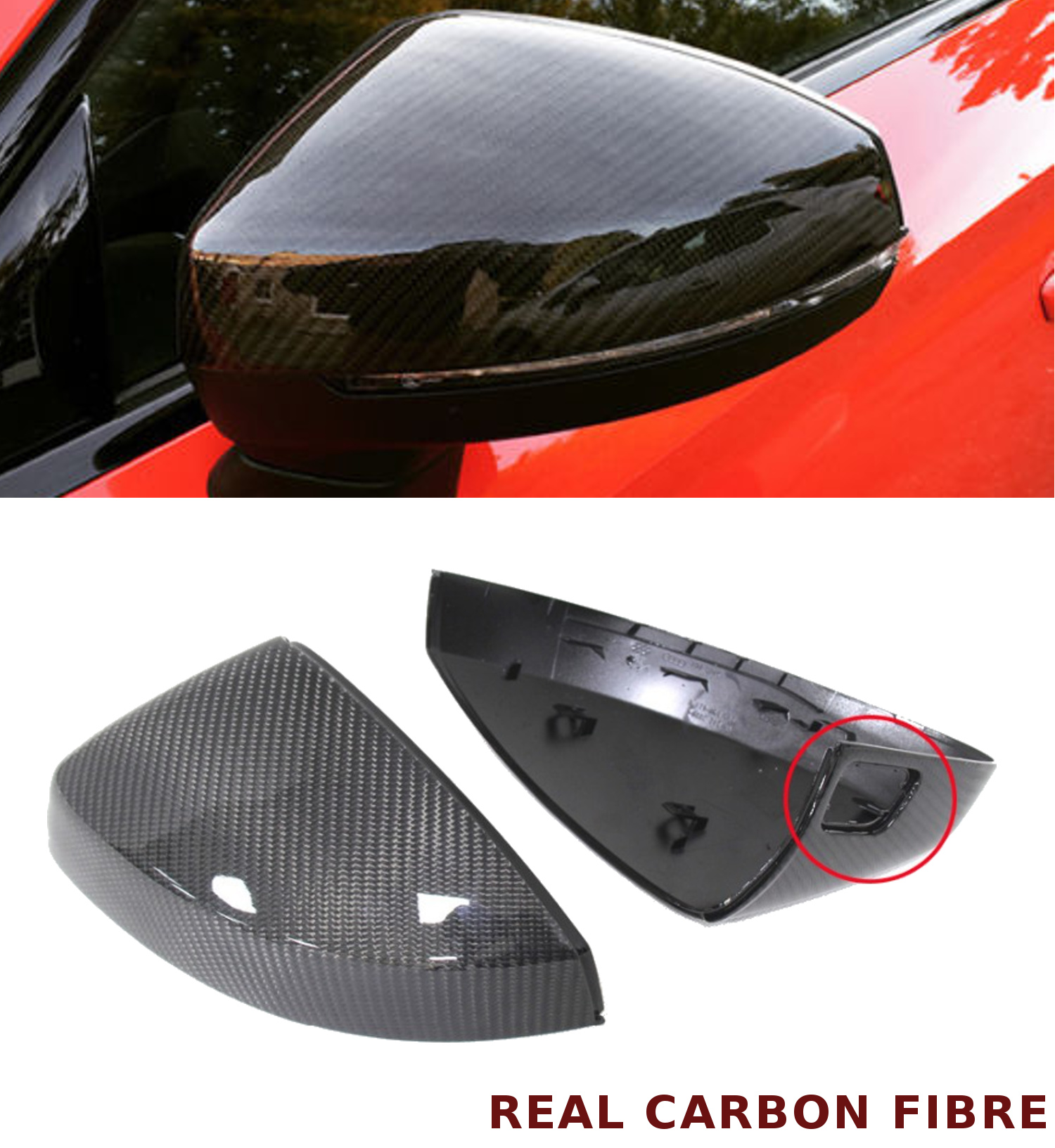 Gloss Black Wing Mirror Caps For Audi A3 S3 RS3 8V (2013-2019) - German Made