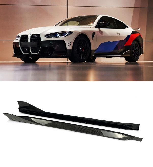 SIDE SKIRT EXTENSION BLADES REAL CARBON FIBRE FOR BMW 4 SERIES G22 G82 M4 2020+