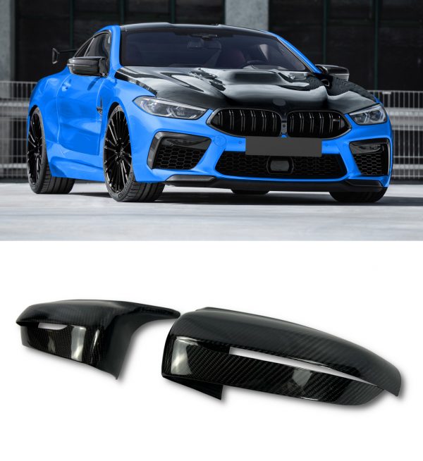 SIDE WING MIRROR COVERS CAPS M8 STYLE CARBON FIBRE FOR BMW 8 SERIES G14 G15 G16 2018+ - Image 2
