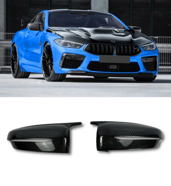 SIDE WING MIRROR COVERS CAPS M8 STYLE CARBON FIBRE FOR BMW 8 SERIES G14 G15 G16 2018+