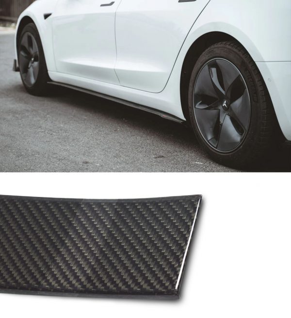 REAL CARBON FIBRE SIDE SKIRT EXTENSION BLADES FOR TESLA MODEL X 2016+ - Image 2