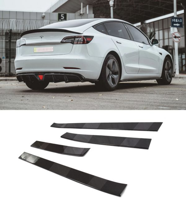 REAL CARBON FIBRE SIDE SKIRT EXTENSION BLADES FOR TESLA MODEL X 2016+ - Image 3