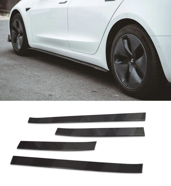 REAL CARBON FIBRE SIDE SKIRT EXTENSION BLADES FOR TESLA MODEL X 2016+ - Image 4