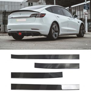REAL CARBON FIBRE SIDE SKIRT EXTENSION BLADES FOR TESLA MODEL X 2016+