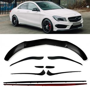 FRONT LIP SPLITTER AERO KIT FINS MATTE BLACK FOR MERCEDES CLA C117 X117 13-16