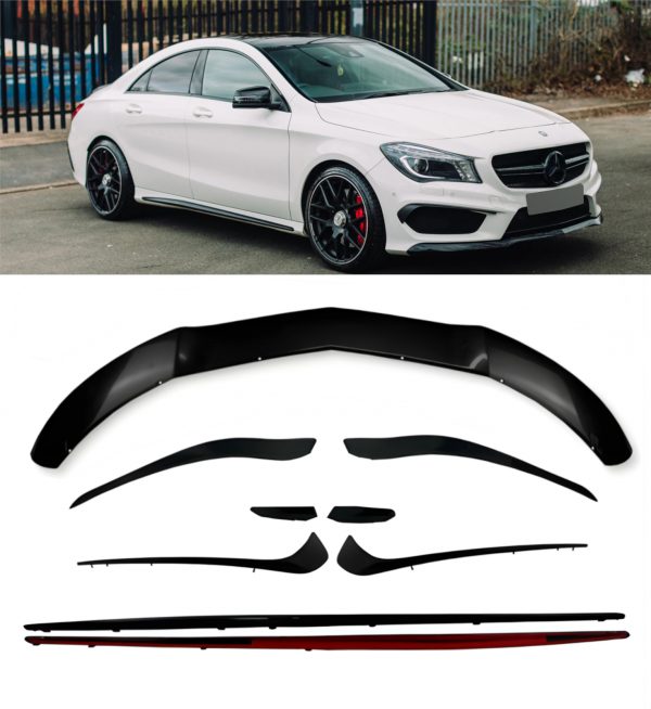 FRONT LIP SPLITTER AERO KIT FINS MATTE BLACK FOR MERCEDES CLA C117 X117 13-16