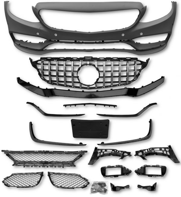 FRONT BUMPER BODYKIT CONVERSION PRIMED C63 LOOK FOR MERCEDES C CLASS W205 A205 C205 S205 2014-2018 - Image 2