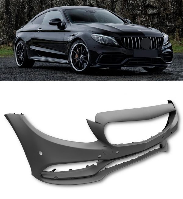 FRONT BUMPER BODYKIT CONVERSION PRIMED C63 LOOK FOR MERCEDES C CLASS W205 A205 C205 S205 2014-2018 - Image 5