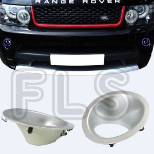 RANGE ROVER SPORT FOG LIGHT LAMP SURROUNDS COVERS BEZELS TRIMS SILVER 10-13