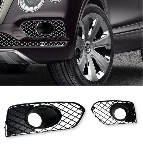 FRONT GRILLE FOG LIGHT WITH HOLE REPLACEMENT GLOSS BLACK FOR BENTLEY BENTAYGA - Image 2