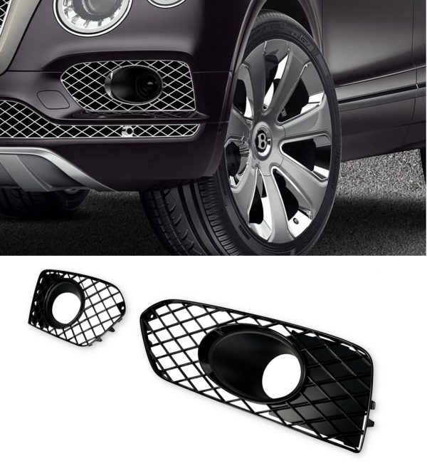 FRONT GRILLE FOG LIGHT WITH HOLE REPLACEMENT GLOSS BLACK FOR BENTLEY BENTAYGA - Image 3