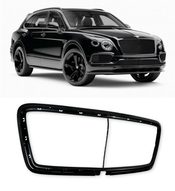 FRONT GRILLE SURROUND GLOSS BLACK FOR BENTLEY BENTAYGA 2016-2019 - Image 2