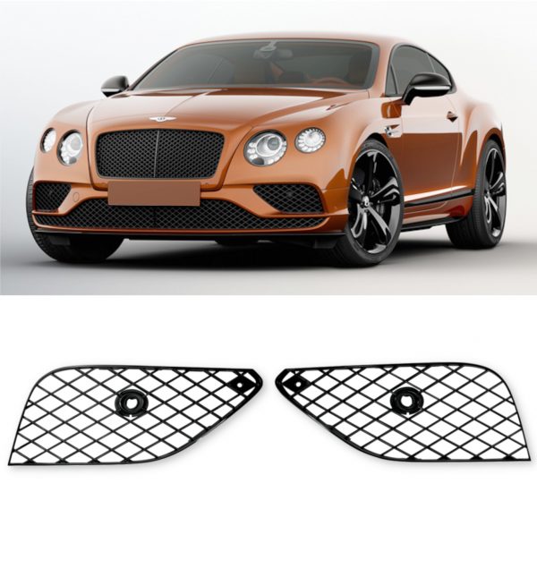 FRONT GRILLE FOG LIGHT GLOSS BLACK REPLACEMENTS FOR BENTLEY CONTINENTAL GT 2017+