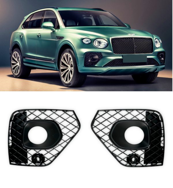 FRONT BUMPER FOG LIGHT WITH HOLE GLOSS BLACK FOR BENTLEY BENTAYGA 2020+