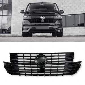 FRONT GRILLE WITH BADGE GLOSS BLACK FOR VW TANSPORTER T6.1 2019+