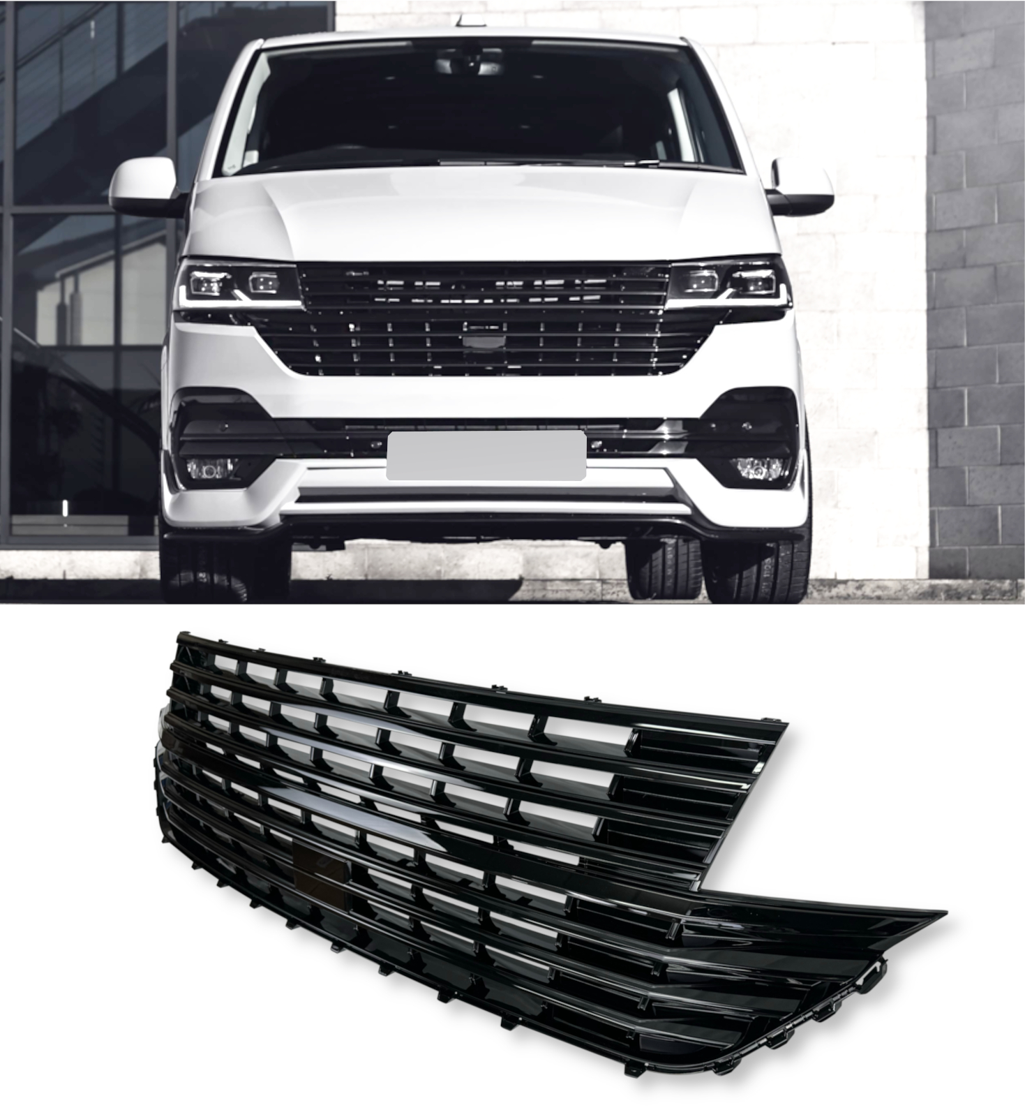 FRONT GRILLE GLOSS BLACK FOR VW TRANSPORTER T6.1 2019+ - Image 3