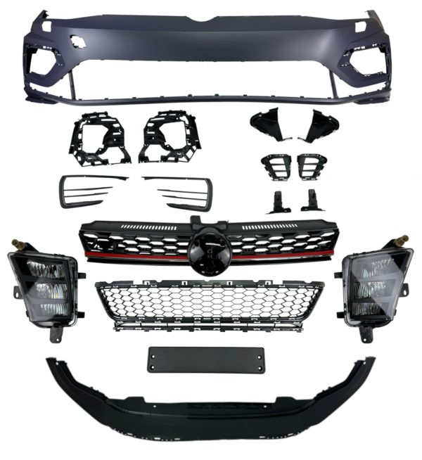 FRONT BUMPER WITH GRILLE BODY KIT GTI LOOK PRIMED FOR VW GOLF MK7.5 - Image 2