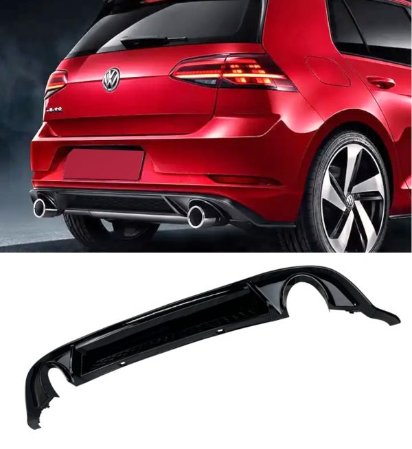 REAR DIFFUSER GTI LOOK GLOSS BLACK FOR VW GOLF MK7.5 R-LINE 2017-2020 - Image 3
