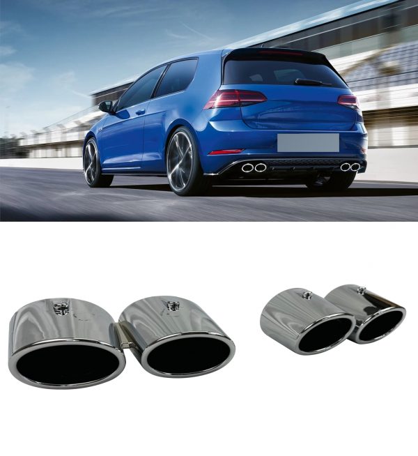 REAR DIFFUSER WITH QUAD TAILPIPES R LOOK GLOSS BLACK FOR VW GOLF MK7.5 2012-2020 - Image 4