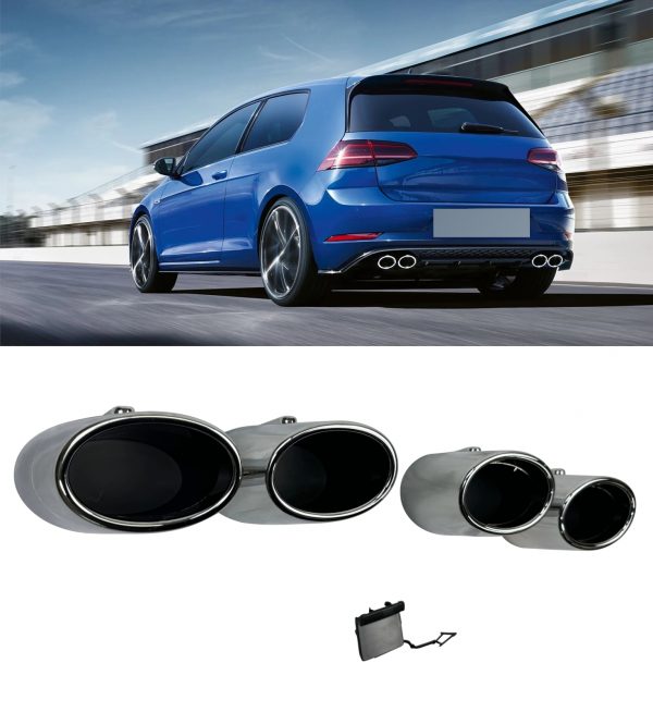 REAR DIFFUSER WITH QUAD TAILPIPES R LOOK GLOSS BLACK FOR VW GOLF MK7.5 2012-2020 - Image 6