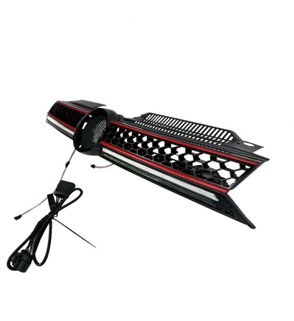 FRONT GRILLE WITH LED STRIPE GLOSS BLACK FOR VW GOLF MK6 2009-2013 - Image 3