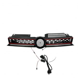 FRONT GRILLE WITH LED STRIPE GLOSS BLACK FOR VW GOLF MK6 2009-2013