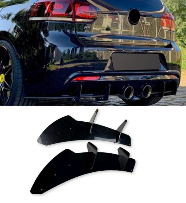 REAR BIG FIN DIFFUSER LIP GLOSS BLACK FOR VW GOLF MK6 R 2009-2012 - Image 2