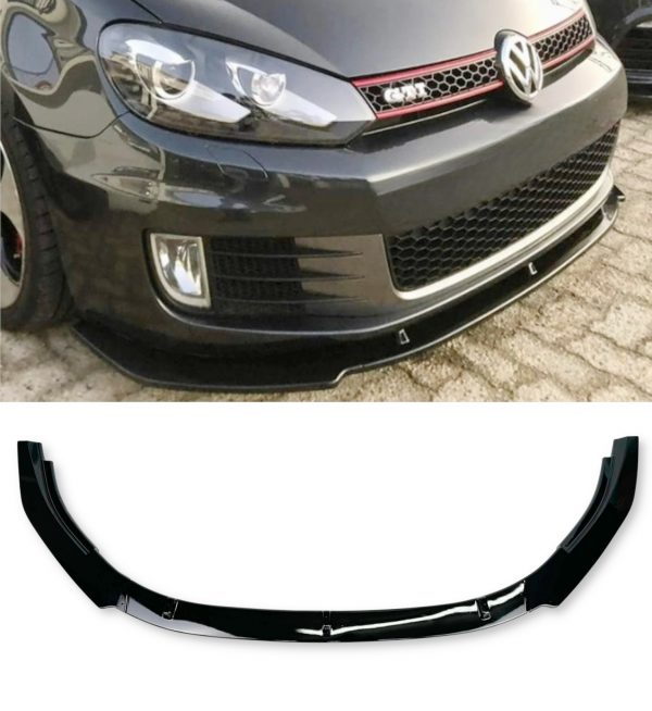 FRONT LIP SPLITTER GLOSS BLACK FOR VW GOLF MK6 GTI GTD 2009-2012 - Image 2