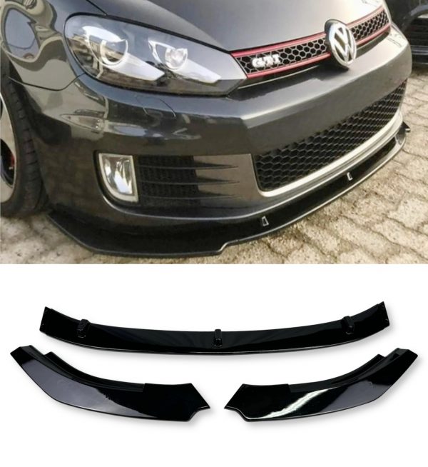 FRONT LIP SPLITTER GLOSS BLACK FOR VW GOLF MK6 GTI GTD 2009-2012