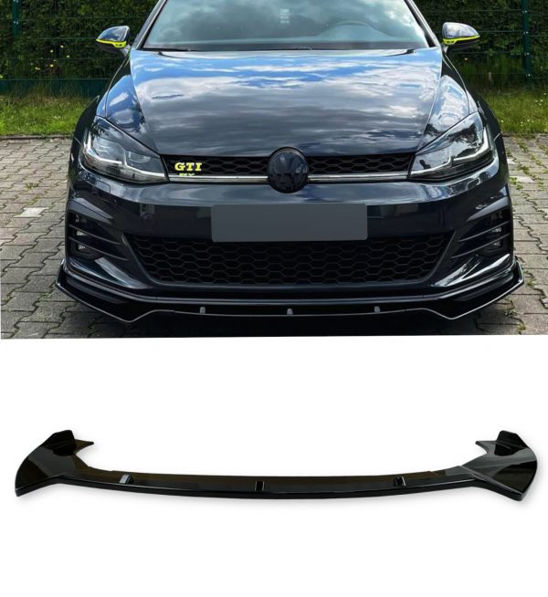 FRONT LIP SPLITTER GLOSS BLACK FOR VW GOLF MK7 GTI GTD R LINE 2012-2018 - Image 2