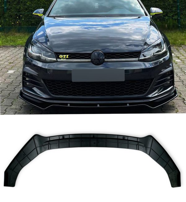 FRONT LIP SPLITTER GLOSS BLACK FOR VW GOLF MK7 GTI GTD R LINE 2012-2018 - Image 3