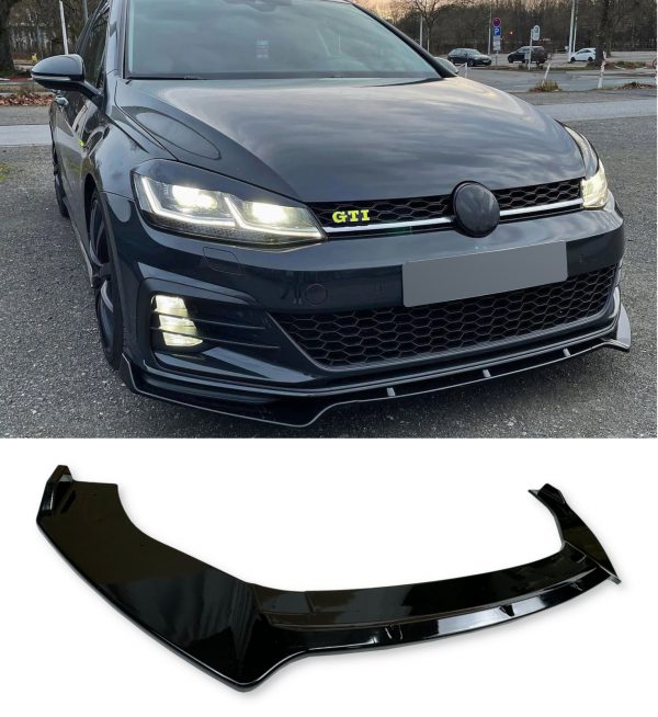 FRONT LIP SPLITTER GLOSS BLACK FOR VW GOLF MK7 GTI GTD R LINE 2012-2018 - Image 4