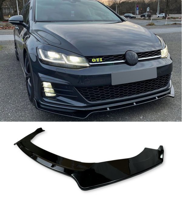FRONT LIP SPLITTER GLOSS BLACK FOR VW GOLF MK7 GTI GTD R LINE 2012-2018 - Image 5