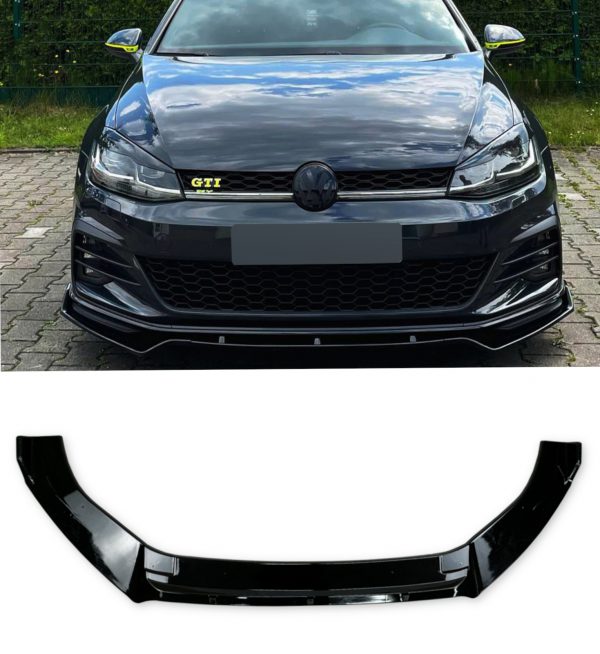 FRONT LIP SPLITTER GLOSS BLACK FOR VW GOLF MK7 GTI GTD R LINE 2012-2018