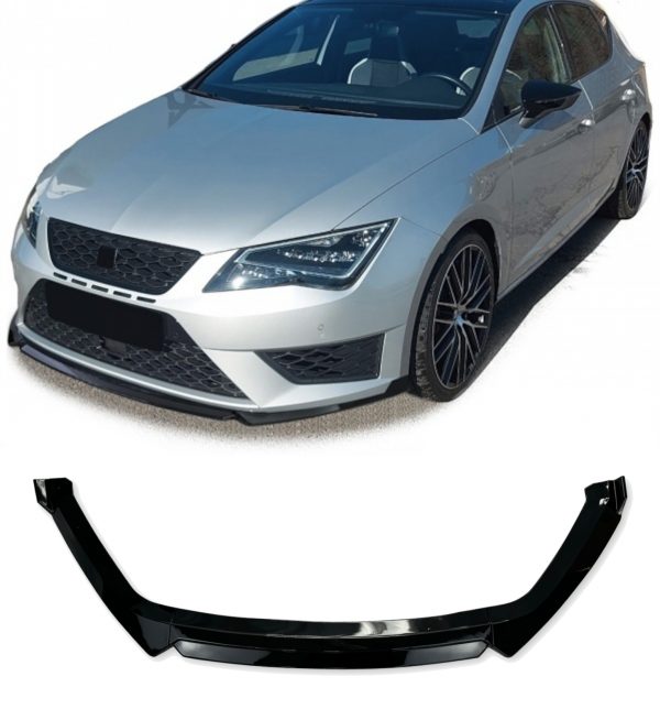 FRONT LIP SPLITTER GLOSS BLACK FOR SEAT LEON FR MK3 CUPRA MK3 2017-2020