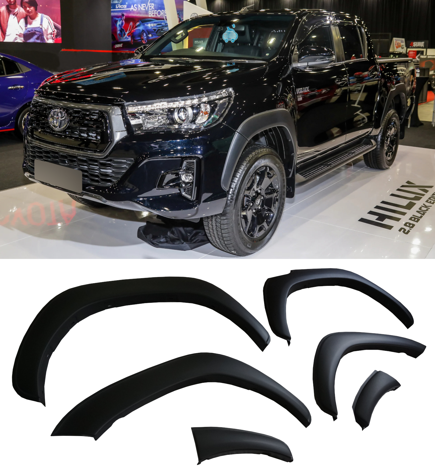Matte Black Fender Flares Wheel Arch Kit For Toyota Hilux 2015-2023 – JHCHAN, ABS, Paintable