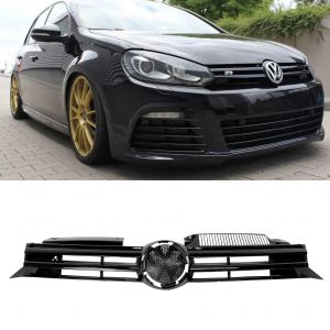 FRONT GRILLE R20 LOOK GLOSS BLACK FOR VW GOLF MK6 2009-2013