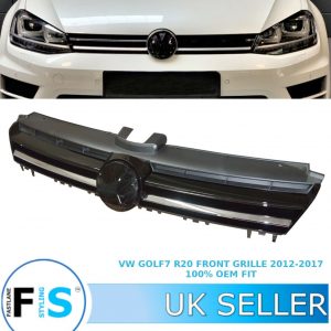 VW GOLF 7 MK7 FRONT GRILLE BLACK GOLF7 R20 LOOK GRILLE 12-17 100% OEM FIT