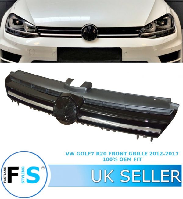 VW GOLF 7 MK7 FRONT GRILLE BLACK GOLF7 R20 LOOK GRILLE 12-17 100% OEM FIT