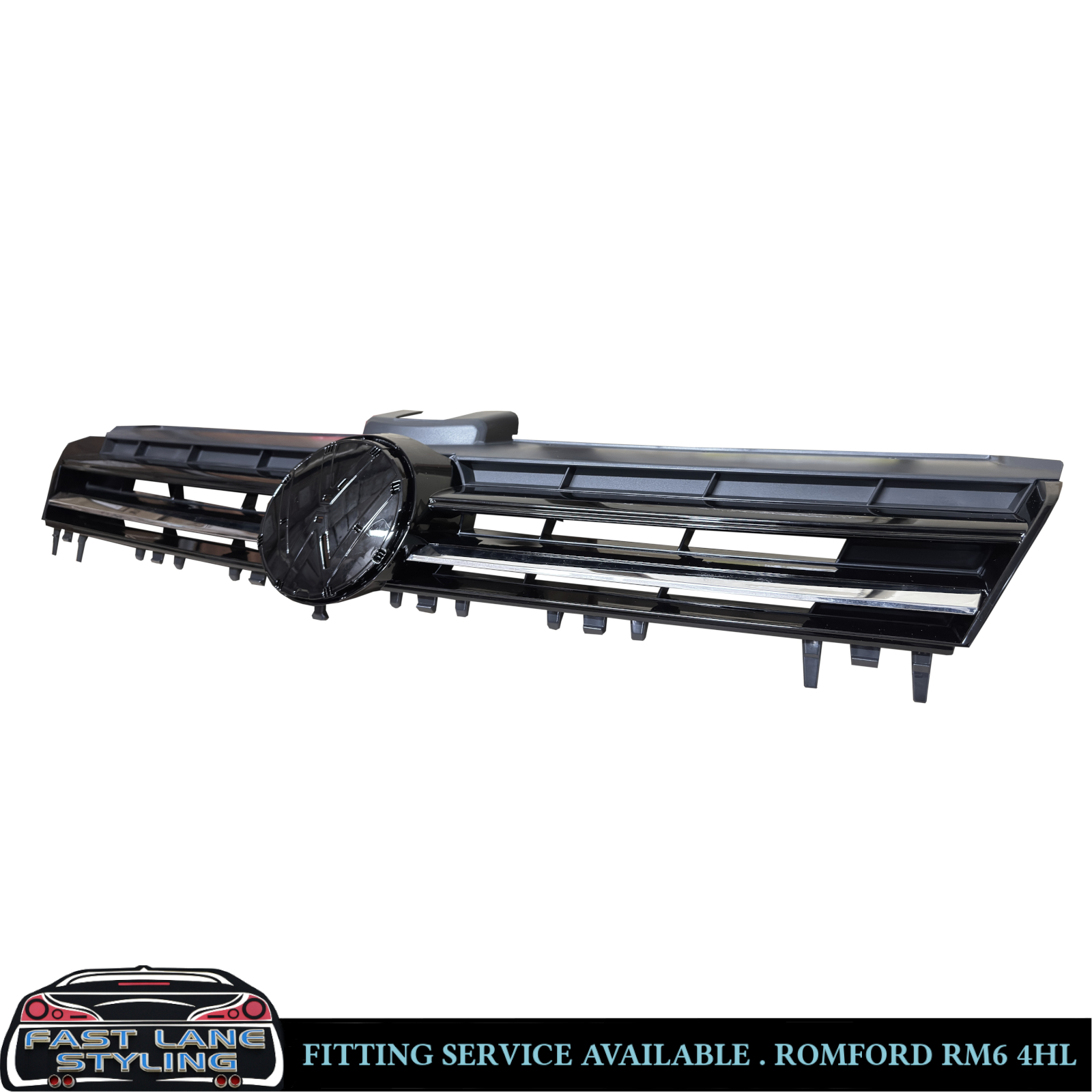 FOR VW GOLF MK7 R-LINE FRONT GRILLE GLOSS BLACK WITH CHROME STRIP 2013-2016 - Image 3