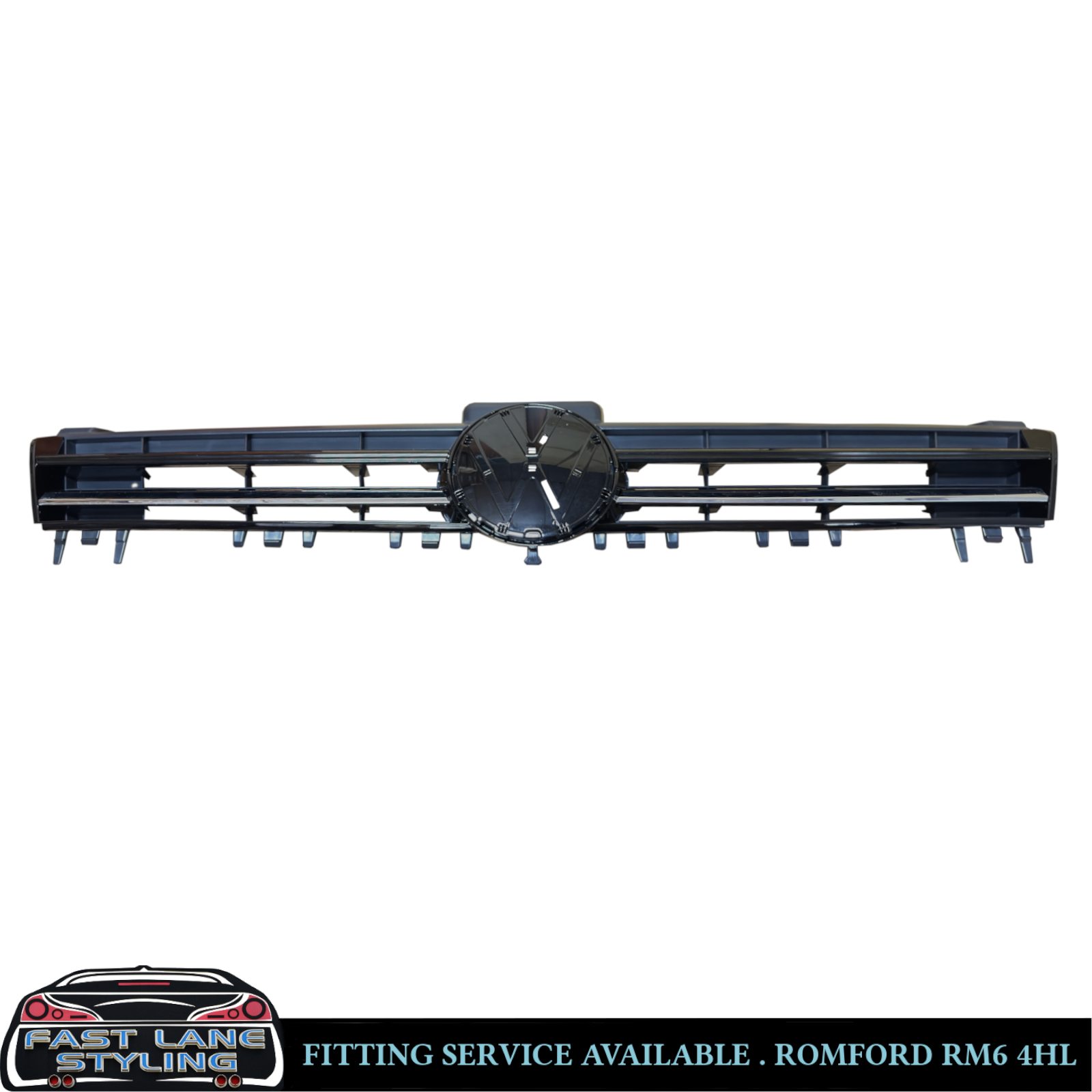 FOR VW GOLF MK7 R-LINE FRONT GRILLE GLOSS BLACK WITH CHROME STRIP 2013-2016 - Image 4