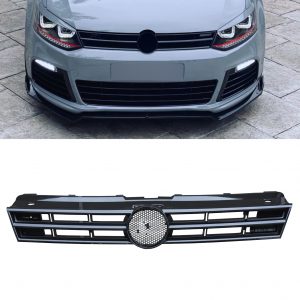 FRONT GRILLE R LINE LOOK GLOSS BLACK FOR VW POLO MK5 6R 6C 2009-2017