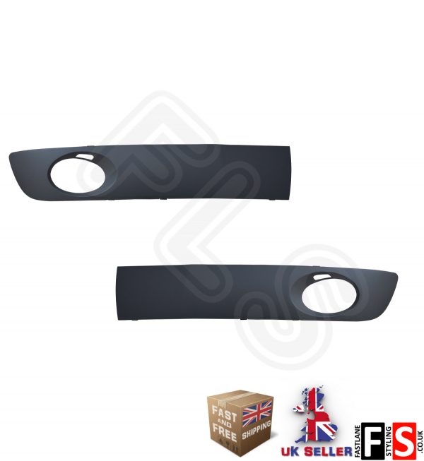 FRONT BUMPER ROUND FOG LIGHT LAMP SURROUND COVERS FOR VW T5 TRANSPORTER 2003-2009