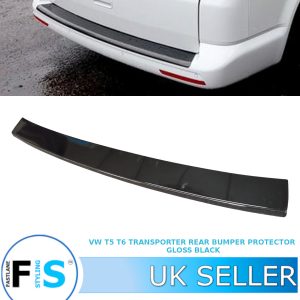 REAR BUMPER PROTECTOR GUARD COVER GLOSS BLACK FOR VW T5 T6 TRANSPORTER
