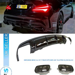 MERCEDES CLA C117 CLA45 LOOK REAR DIFFUSER & EXHAUST TAIL PIPES