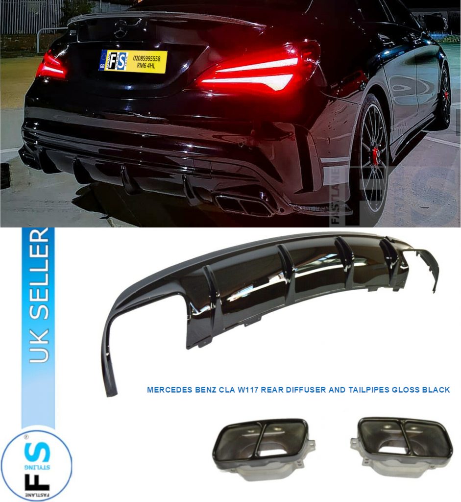 MERCEDES CLA C117 CLA45 LOOK REAR DIFFUSER & EXHAUST TAIL PIPES ...